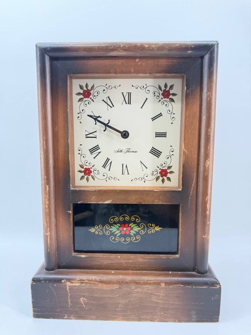 Vintage Seth Thomas Replica II 0809-200 Wood Mantel Clock Working 4 lb